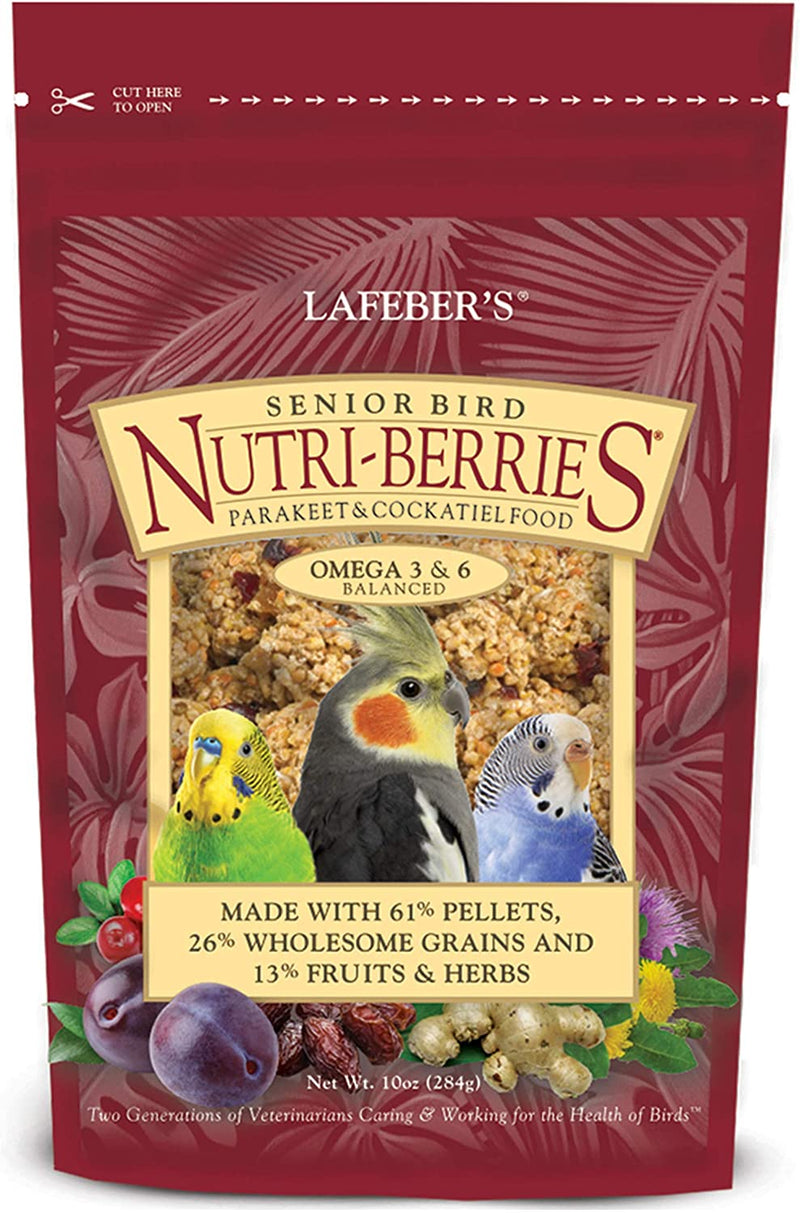 LAFEBER'S Senior Bird Nutri-Berries Pet Bird Food, Made with Non-Gmo and Human-Grade Ingredients, for Parakeets & Cockatiels, 10 Oz Animals & Pet Supplies > Pet Supplies > Bird Supplies > Bird Food Lafeber Company 10 Ounce (Pack of 1)  