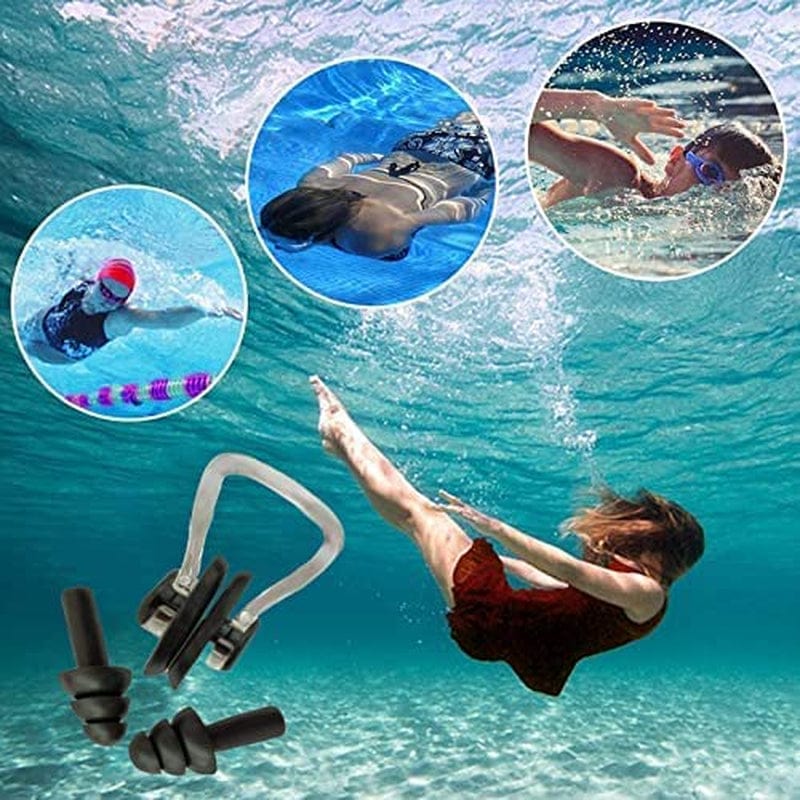 Eilin Silicone Swimming Earplugs Nose Clip Plugs Waterproof Surfing Bathe Sport Protector Soft Latex Anti-Choke Comfortable Shower Equipment Sets Sporting Goods > Outdoor Recreation > Boating & Water Sports > Swimming Eilin   