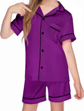 Ekouaer Boys Girls Satin Pajamas Set Silk Pjs Short Sleeve Kids 2 Piece Sleepwear Button-Down Nightwear(4-12T) Hardware > Tools > Flashlights & Headlamps > Flashlights Ekouaer Purple 4-5T 