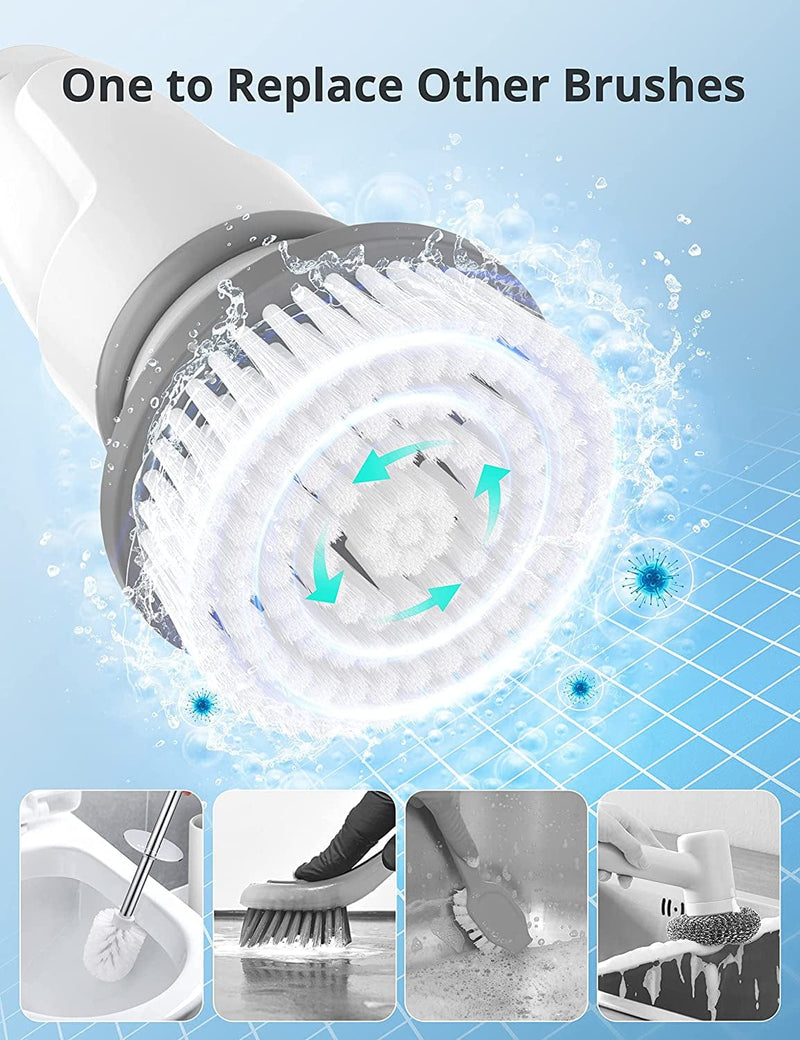 Electric Spin Scrubber, Voweek Cordless Cleaning Brush with Adjustable Extension Arm 4 Replaceable Cleaning Heads, Power Shower Scrubber for Bathroom, Tub, Tile, Floor Home & Garden > Household Supplies > Household Cleaning Supplies Voweek   
