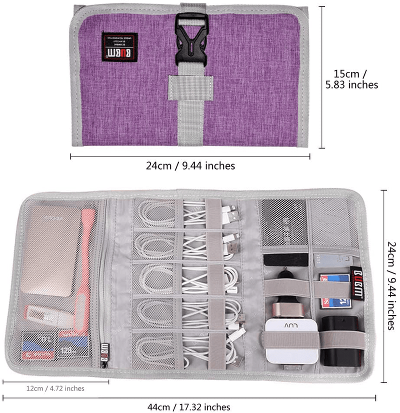 Electronic Organizer, BUBM Travel Cable Bag/USB Drive Shuttle Case/Electronics Accessory Organizer for Home Office, Purple
