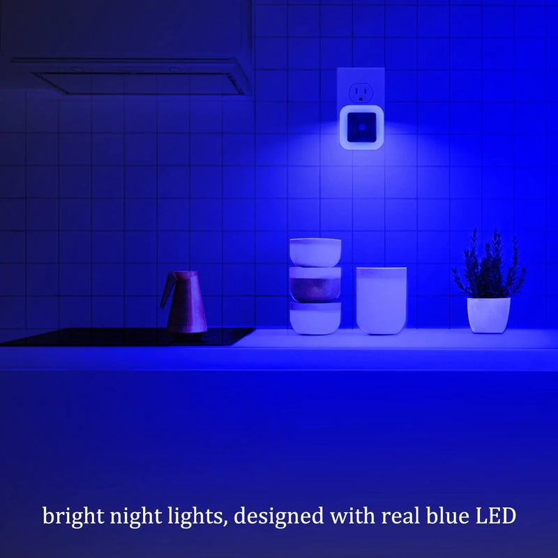 Elsent [Pack of 4] Bright Blue Night Lights, Plug into LED Wall Lights with Light Sensor, Auto On/Off - Suitable for Stairway, Hallway and Kitchen Home & Garden > Lighting > Night Lights & Ambient Lighting Elsent   