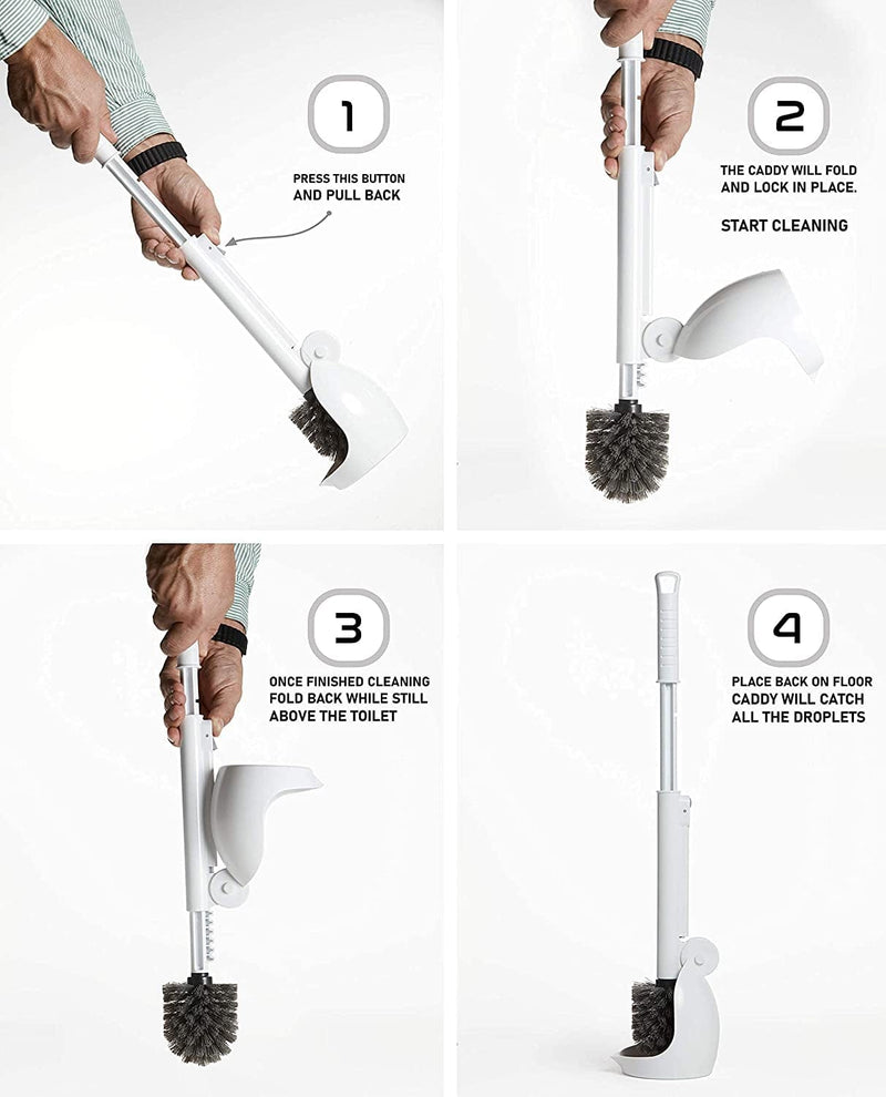 ELYPRO Drip Free Toilet Brush and Holder, Bathroom Bowl Cleaner and Scrubber, Portable and Hygienic Bristle Cleaning Brushes, Unique Caddy Design for No Drip Experience, Home, RV or Boat Brush, White Home & Garden > Household Supplies > Household Cleaning Supplies ELYPRO   