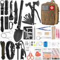 Emergency Survival Kit and First Aid Kit, 142Pcs Professional Survival Gear and Equipment with Molle Pouch, for Men Camping Outdoor Adventure Sporting Goods > Outdoor Recreation > Camping & Hiking > Camping Tools LUXMOM Khaki  