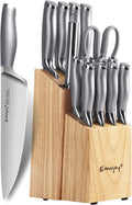Emojoy Knife Set with Block, 15 Pieces Kitchen Knife Set with Built-In Sharpener, German Stainless Steel Sharp Chef Knife Set with Hollow Handle, Dishwasher Safe and Rust Proof, Grey Home & Garden > Kitchen & Dining > Kitchen Tools & Utensils > Kitchen Knives Emojoy knife-set-with-block  
