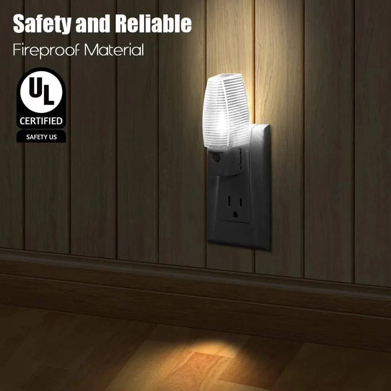 Emotionlite Plug in Night Light, Neutral White LED Nightlight, Dusk to Dawn Sensor, Kids, Nursery, Bedroom, Bathroom,Hallway, Stairs, Kitchen, UL Listed. 6 Pack