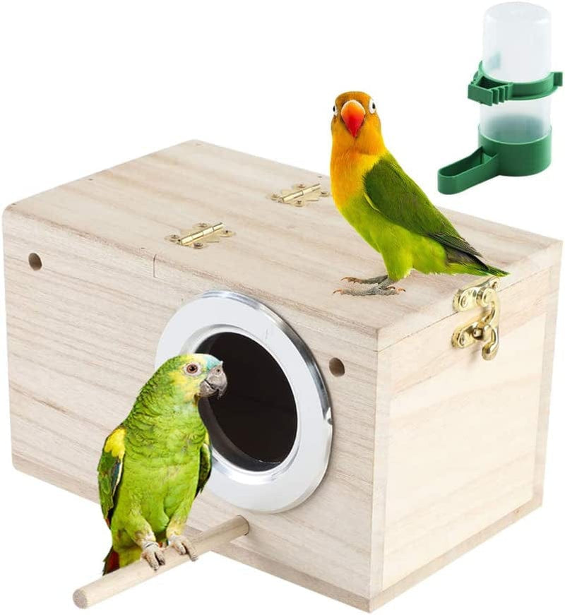 EMUST Parakeet Nesting Box, Bird Nest Breeding Box Wood Bird Cage Accessories for Finch Lovebirds Cockatiel Budgie Conure Parrot, S Animals & Pet Supplies > Pet Supplies > Bird Supplies > Bird Cages & Stands EMUST S  
