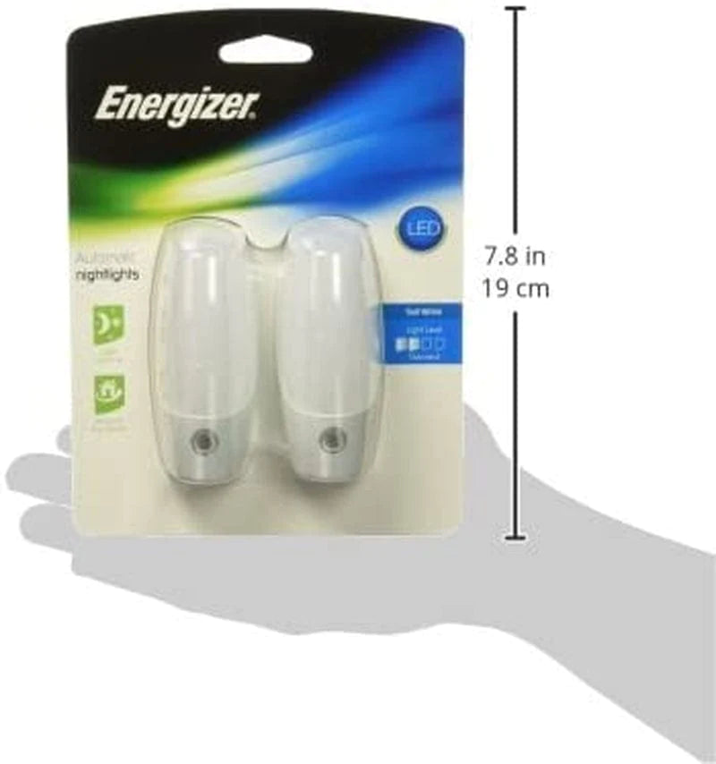 Energizer LED Automatic Night Lights, Plug-In, Soft White, Light Sensing, on at Dusk, off at Dawn, Energy Efficient, Ideal for Bedroom, Bathroom, Kitchen, Hallway, Staircase, 37101, 2 Pack,