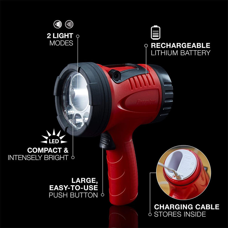 Energizer LED Portable Spotlight, Rechargeable Spotlight Flashlight for Tough Work Environments and DIY Projects, Flash Light with Micro-Usb Cable Included, Pack of 1, Red