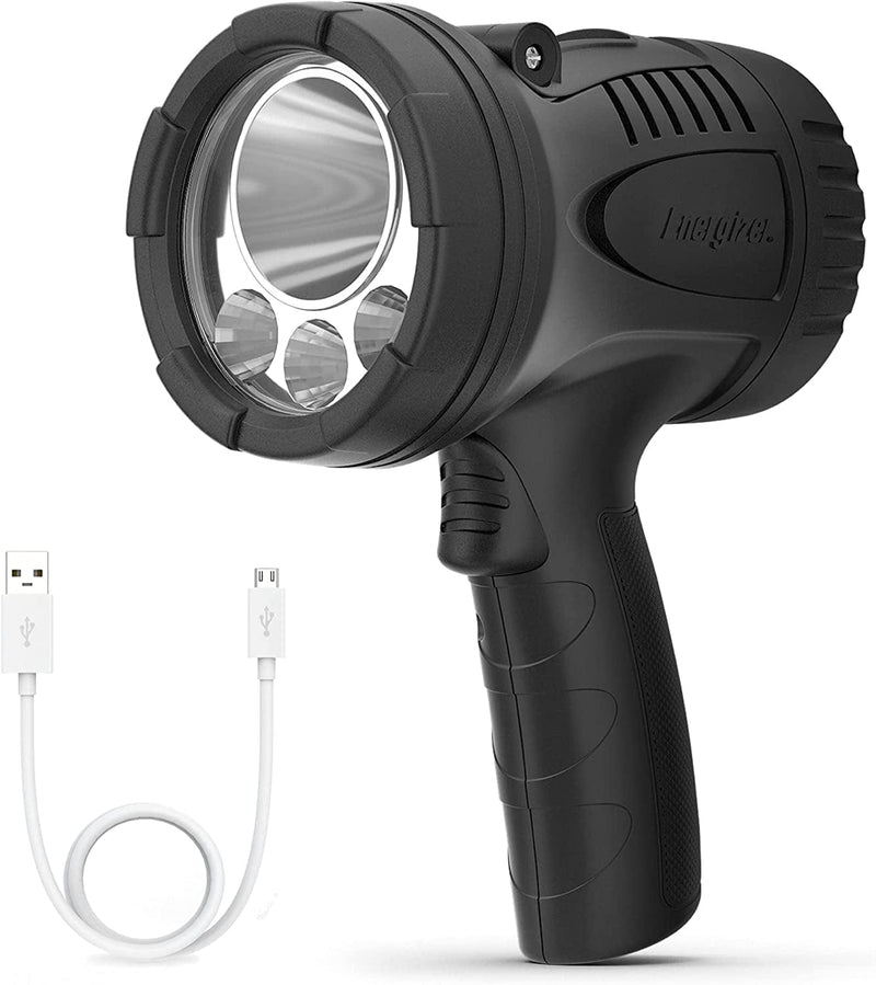 Energizer LED Rechargeable Spotlight PRO600, IPX4 Water Resistant Spot Light, Ultra Bright Flashlight for Work, Outdoors, Emergency Power Outage (USB Cable Included)