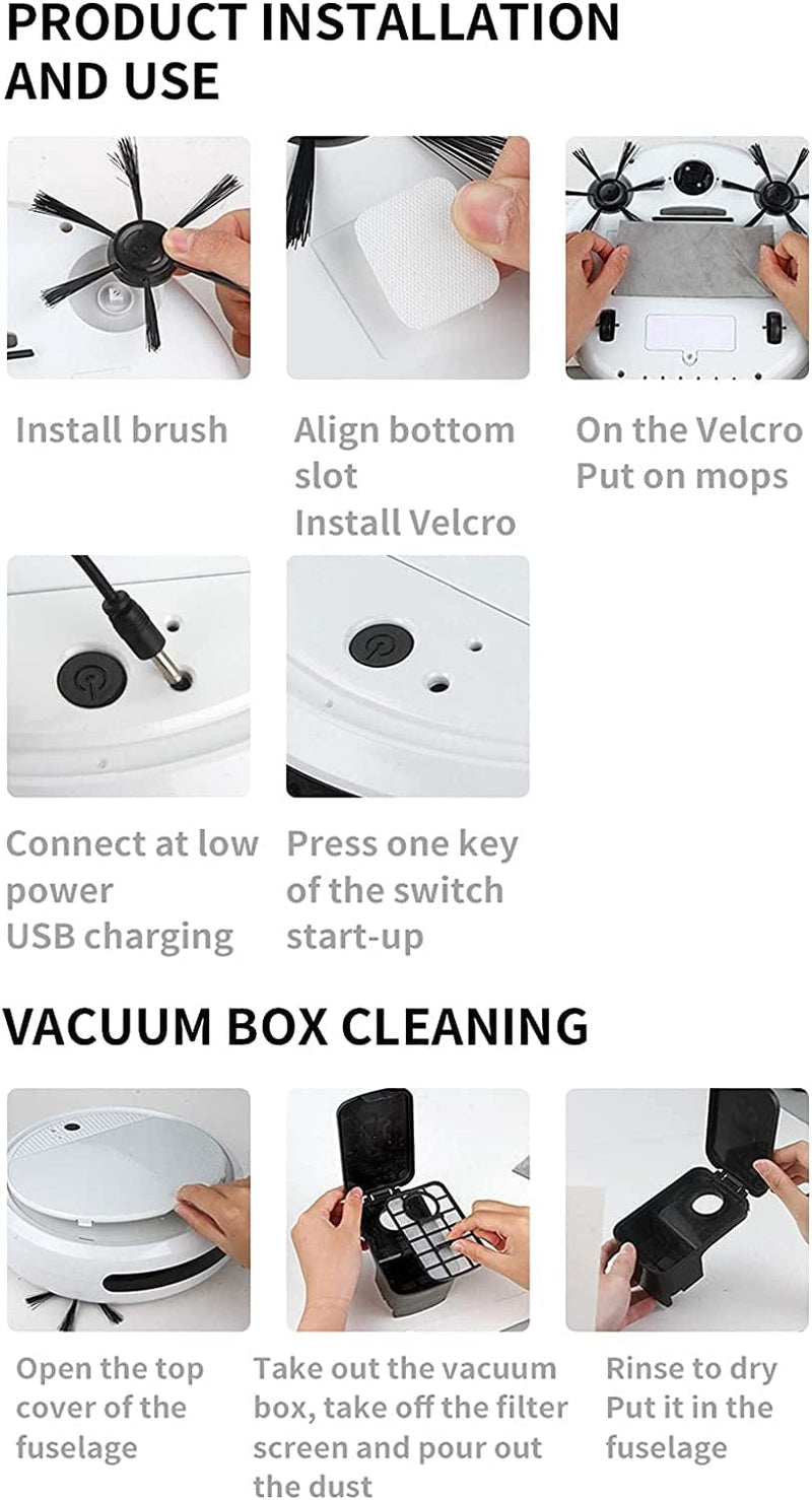 Ertuan Sweeping Robot Intelligent Vacuum Cleaner USB Charging for Home Office - Floor Cleaner Sweeping Machine Robotic, Vacuum Cleaning Tool Home Appliance, Floor Dust Sweeping Robot Vacuum Cleaner Home & Garden > Household Supplies > Household Cleaning Supplies Ertuan   