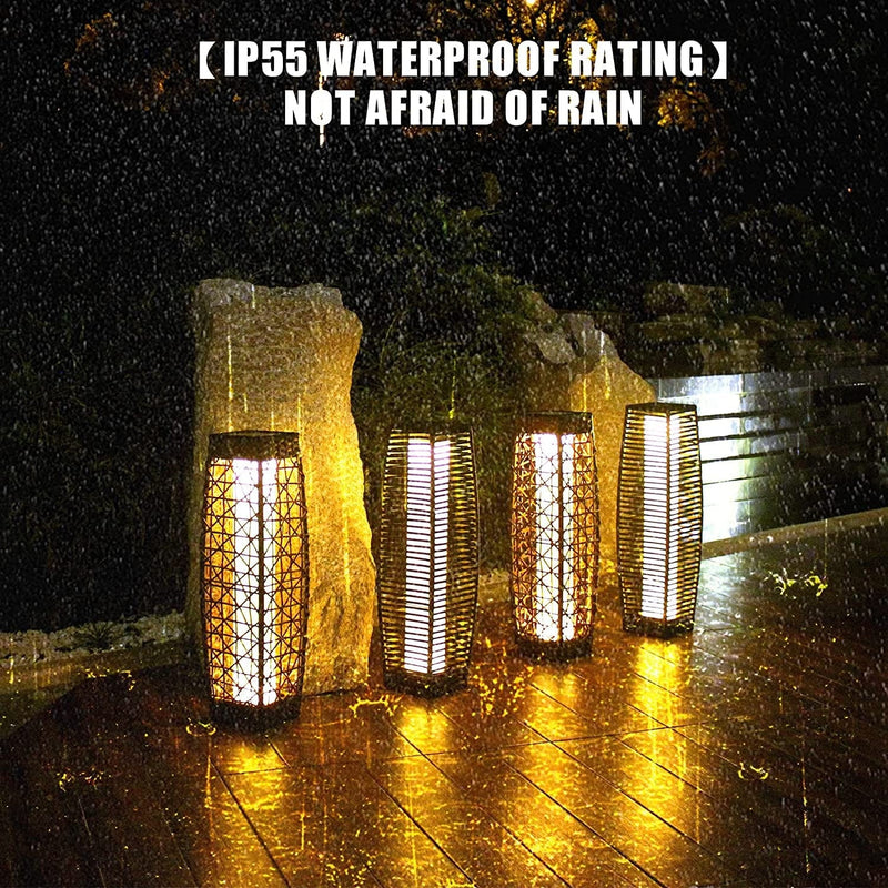 ESCPALATS Solar Floor Lamp Outdoor Post Landscape Lights Decoration Resin Wicker/Rattan Lantern,For Lawn Patio Deck Pathway Driveway Backyard Garden Waterproof Home & Garden > Lighting > Lamps ESCPALATS   