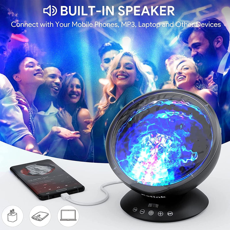 Estink Ocean Wave Projector, Lullaby Night 7 Relax Light Show Projection, Music Player, Auto-Off Timer for Nap-Time for Baby Nursery, Adults and Kids Bedroom, Living Room, Black Home & Garden > Pool & Spa > Pool & Spa Accessories Estink   