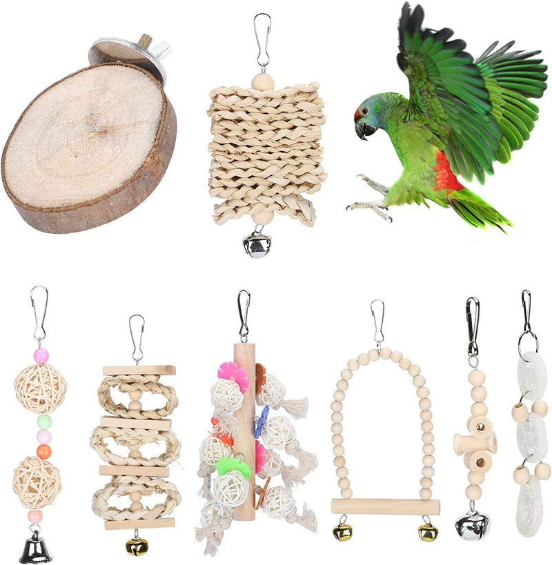 Eurobuy 8PCS Parrots Toy Set Parrots Swing Chewing Toys Wood Hanging Bell Bird Cage Accessories Animals & Pet Supplies > Pet Supplies > Bird Supplies > Bird Cages & Stands Eurobuy   