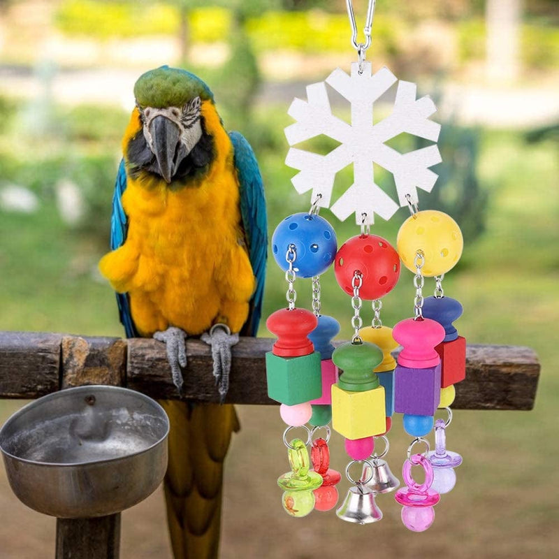 Eurobuy Bird Chewing Toy Bird Wooden Christmas Snowflake Pendant Hanging Swing Parrots Chewing Biting Playing Toy Cage Accessories Animals & Pet Supplies > Pet Supplies > Bird Supplies > Bird Cages & Stands Eurobuy   