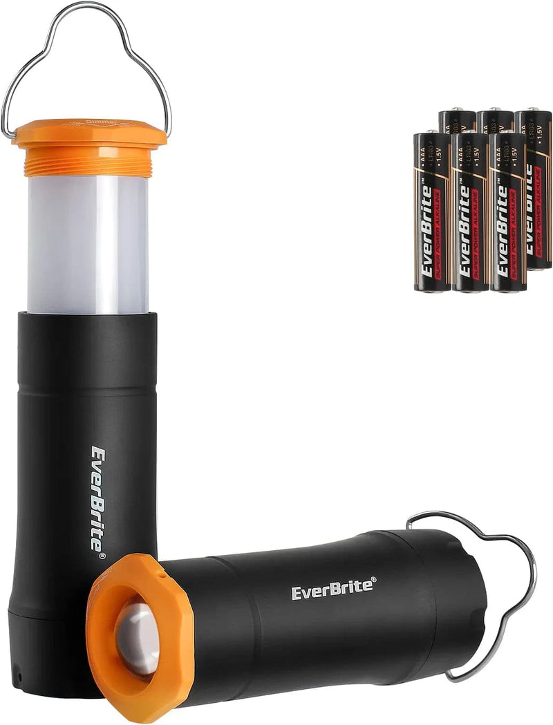 Everbrite 2-In-1 Mini Lanterns and Flashlights with 3 Modes, 2 Pack Portable Outdoor LED Zoomable Torches, AAA Batteries Included - for Hurricane Supplie Camping, Hiking, Night Walking, Emergency Hardware > Tools > Flashlights & Headlamps > Flashlights EverBrite   