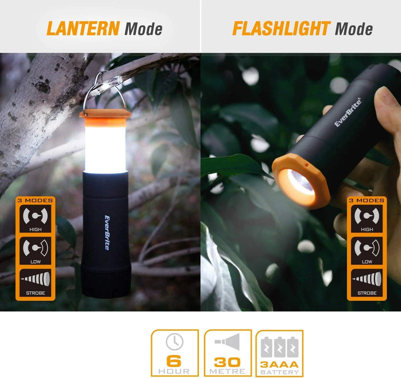 Everbrite 2-In-1 Mini Lanterns and Flashlights with 3 Modes, 2 Pack Portable Outdoor LED Zoomable Torches, AAA Batteries Included - for Hurricane Supplie Camping, Hiking, Night Walking, Emergency Hardware > Tools > Flashlights & Headlamps > Flashlights EverBrite   
