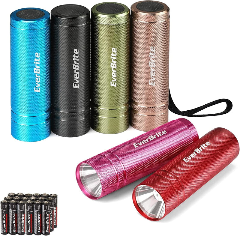 Everbrite 6-Pack Mini LED Flashlight Set, Aluminum LED Handheld Torches with Lanyard, 18AAA Batteries Included, for Kids Gift, Party Favor, Camping, Night Reading Hardware > Tools > Flashlights & Headlamps > Flashlights EverBrite   