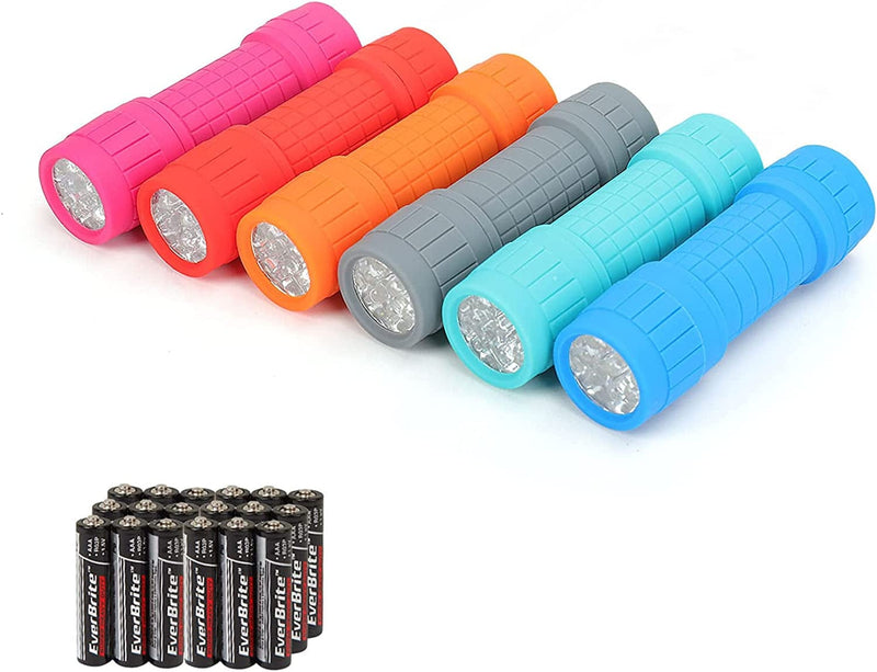 Everbrite 9-LED Flashlight 6-Pack Compact Handheld Torch Assorted Colors with Lanyard 3AAA Battery Included (Hurricane Supplies, Camping) Hardware > Tools > Flashlights & Headlamps > Flashlights HANGZHOU GREATSTAR INDUSTRIAL CO.,LTD White Light  