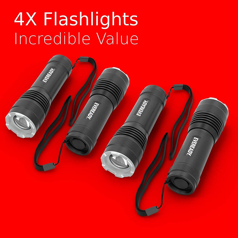 Eveready LED Flashlights (4-Pack) S300 PRO, IPX4 Water Resistant Tactical Flashlight, Bright EDC Torches for Camping, Outdoors, Power Outage Emergencies Hardware > Tools > Flashlights & Headlamps > Flashlights Energizer   