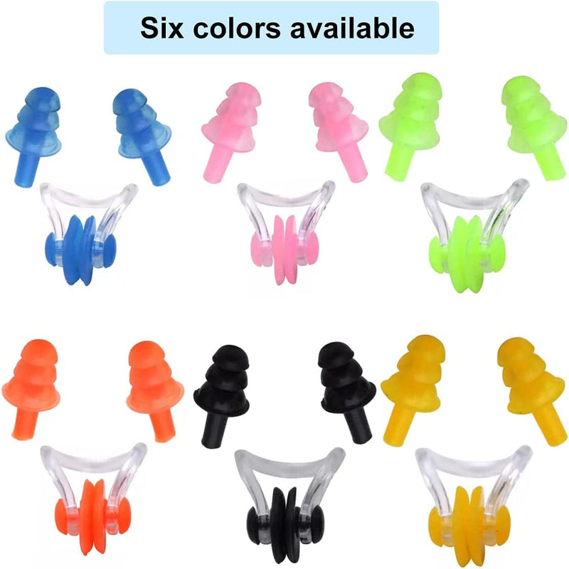 Ewanda Store 5 Pairs Silicone Swimmers Ear Plugs,With Nose Clips,Soft Silicone Swim Ear Plugs Reusable for Swimming or Sleeping,Available in 6 Colors Sporting Goods > Outdoor Recreation > Boating & Water Sports > Swimming Ewanda store   