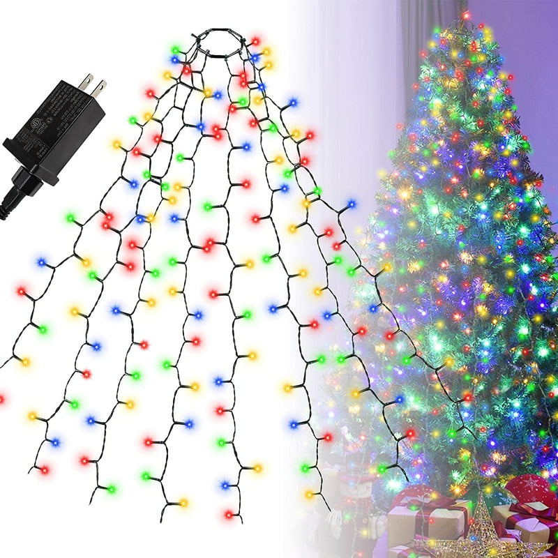 EXF Christmas Tree Lights Indoor Outdoor, 280 LED Christmas Light Strings 6.6FT X 8 Lines with 8 Modes & 6 Hours on Timer, Twinkle Mini Lights Plug in for 6FT- 8FT Xmas Tree Decoration (Warm White) Home & Garden > Lighting > Light Ropes & Strings EXF Multicolor  