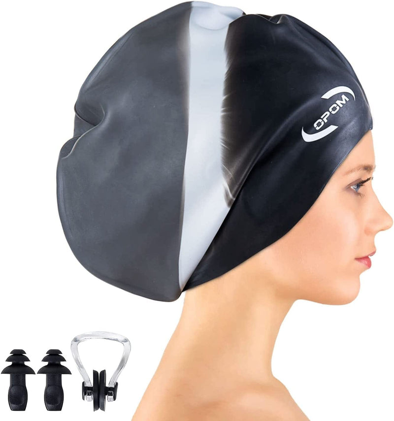Extra Large Swimming Cap for Women Long Hair Girls Men and Adult Waterproof Silicone Cover Ear Bath Pool Shower Swimming Caps Special Design Swim Cap for Long Thick Curly Hair&Dreadlocks Weaves Braids Sporting Goods > Outdoor Recreation > Boating & Water Sports > Swimming > Swim Caps OPOM Multicoloured1  
