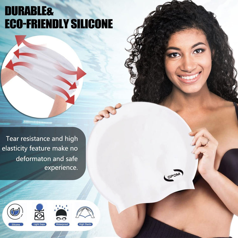 Extra Large Swimming Cap for Women Long Hair Girls Men and Adult Waterproof Silicone Cover Ear Bath Pool Shower Swimming Caps Special Design Swim Cap for Long Thick Curly Hair&Dreadlocks Weaves Braids Sporting Goods > Outdoor Recreation > Boating & Water Sports > Swimming > Swim Caps OPOM   