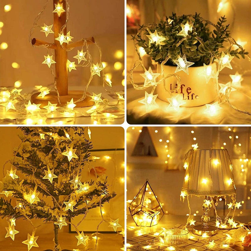 Extra-Long Star Christmas String Lights, 75FT 200 LED Plug in Fairy String Lights, 8 Modes Twinkle Star Lights for Indoor, Outdoor, Party, Christmas Tree, Garden (Warm White)