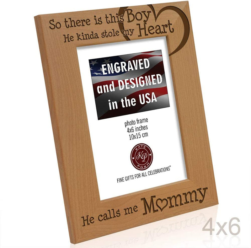 KATE POSH so There Is This Boy He Calls Me Mommy - Natural Engraved Wood Photo Frame - Mother and Son Gifts, Mother'S Day, Best Mom Ever, New Baby, New Mom (4X6-Vertical) Home & Garden > Decor > Picture Frames KATE POSH   