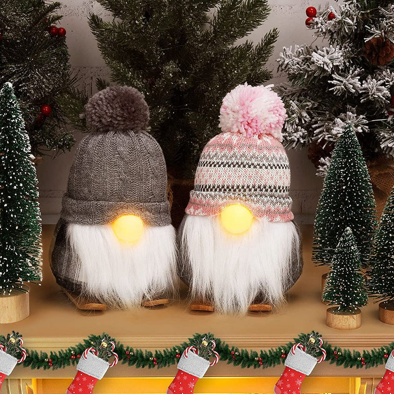 Soonbuy 2Pcs Plush Christmas Gnomes with LED Light (8 In) for Winter Holiday Home Decorations (Pink & Gray) Home & Garden > Decor > Seasonal & Holiday Decorations Soonbuy   