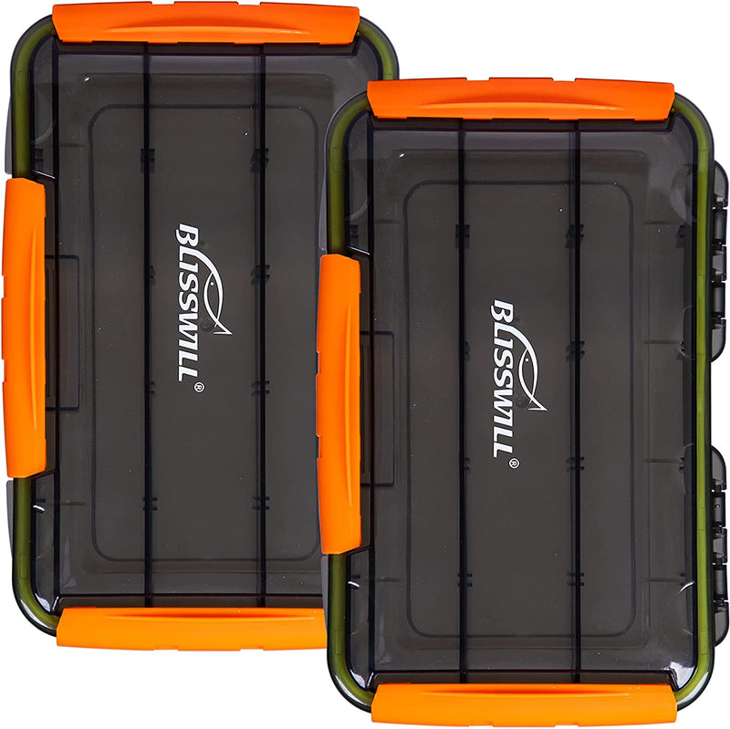 BLISSWILL Fishing Tackle Storage Trays,Fishing Tackle Box,Storage Organizer Box,3600/3700 Tackle Trays with Removable Dividers,Tea-Colored Transparent Waterproof Fishing Tackle Storage Sporting Goods > Outdoor Recreation > Fishing > Fishing Tackle BLISSWILL B: orange-2 packs 3600(10.6x6.8x2.2inch)  
