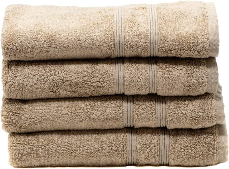 MOSOBAM 700 GSM Hotel Luxury Bamboo-Cotton, Hand Towels 16X30, Set of 4, Light Taupe, Turkish Hand Towels Home & Garden > Linens & Bedding > Towels Mosobam   