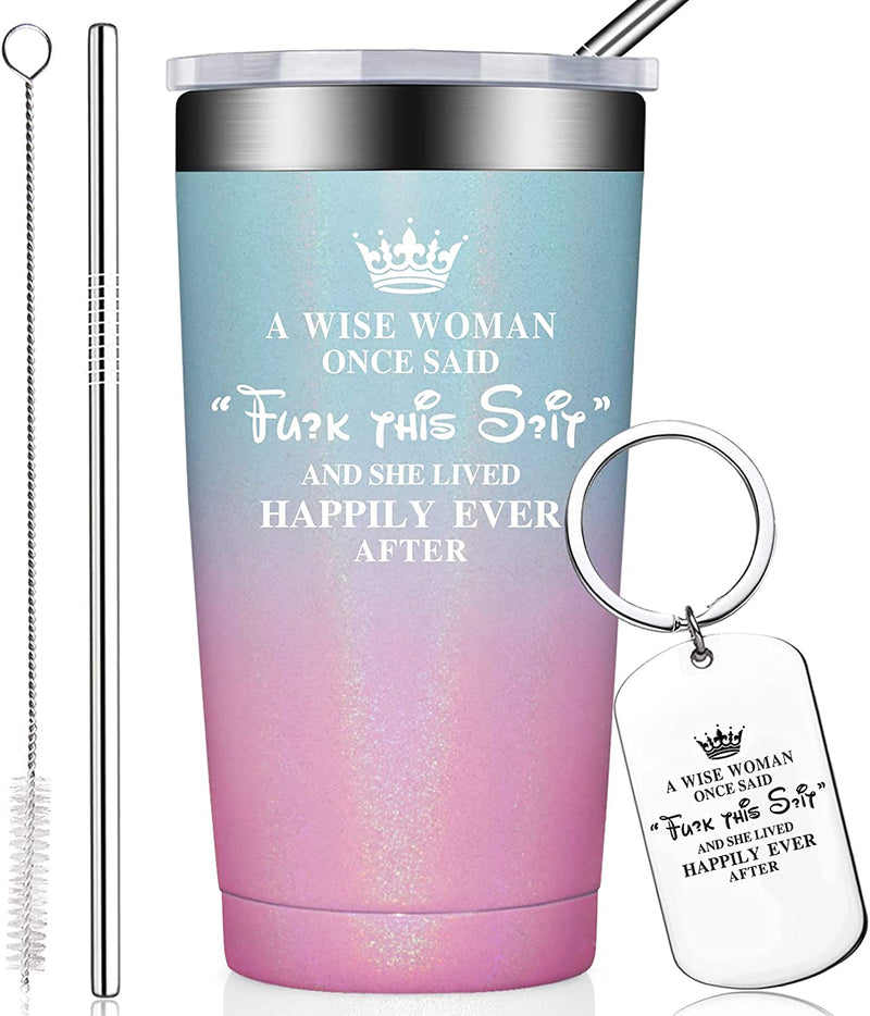 Funny Birthday Gifts for Women - Best Friend Gift for Women - Christmas, Retirement, Gag Gifts for Woman, Female Friends - Mothers Day Gifts for Mom Wife Sister Daughter - 20Oz Tumbler with Keychain Home & Garden > Kitchen & Dining > Tableware > Drinkware BIRGILT A-Glitter Bubble Gum 20oz 