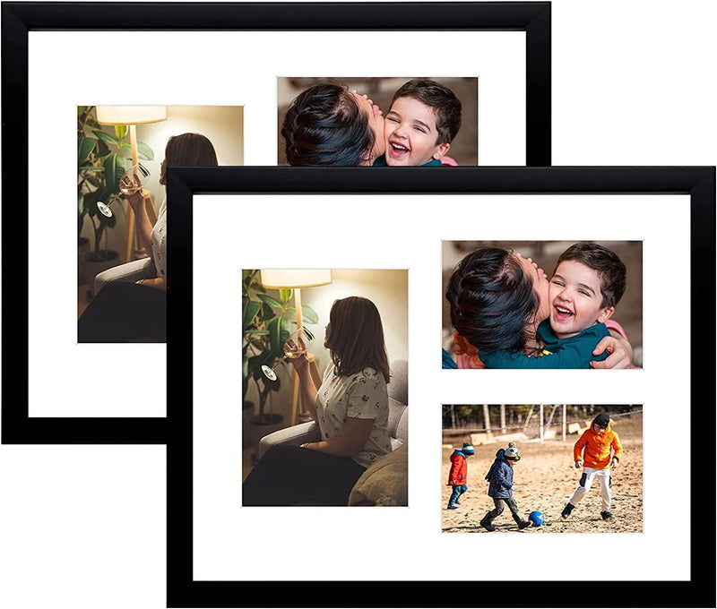 Golden State Art, 12X24 Black Wood Picture Frame - White Mat for 8X10 and 5X7 Photos - Real Glass, Sawtooth Hanger, Swivel Tabs - Wall Mounting - Great for Posters, Weddings, and Engagements Home & Garden > Decor > Picture Frames Golden State Art Black (White Mat) 11x14 (2 Pack) 