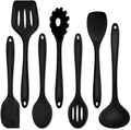 Kitchen Utensil Set of 7, P&P CHEF Silicone Cooking Utensils, Red Kitchen Tools Spatula Set for Nonstick Cookware Cooking Serving, Slotted Turner, Soup Ladle, Spatula, Pasta Server, Spoon Home & Garden > Kitchen & Dining > Kitchen Tools & Utensils P&P CHEF Black  