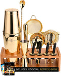 Cocktail Shaker Set 18 Piece, Mixology Equipment, All-In-One Cocktail Set, Drink Shaker, Strainers and Essential Bar Tools, Bar Set for Beginner & Professional Use, Silver - Wintercastle Enterprises Home & Garden > Kitchen & Dining > Barware WINTER CASTLE Gold  