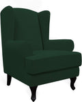 Easy-Going Stretch Wingback Chair Sofa Slipcover 2-Piece Sofa Cover Furniture Protector Couch Soft with Elastic Bottom, Spandex Jacquard Fabric Small Checks, Black Home & Garden > Decor > Chair & Sofa Cushions Easy-Going Dark Green  
