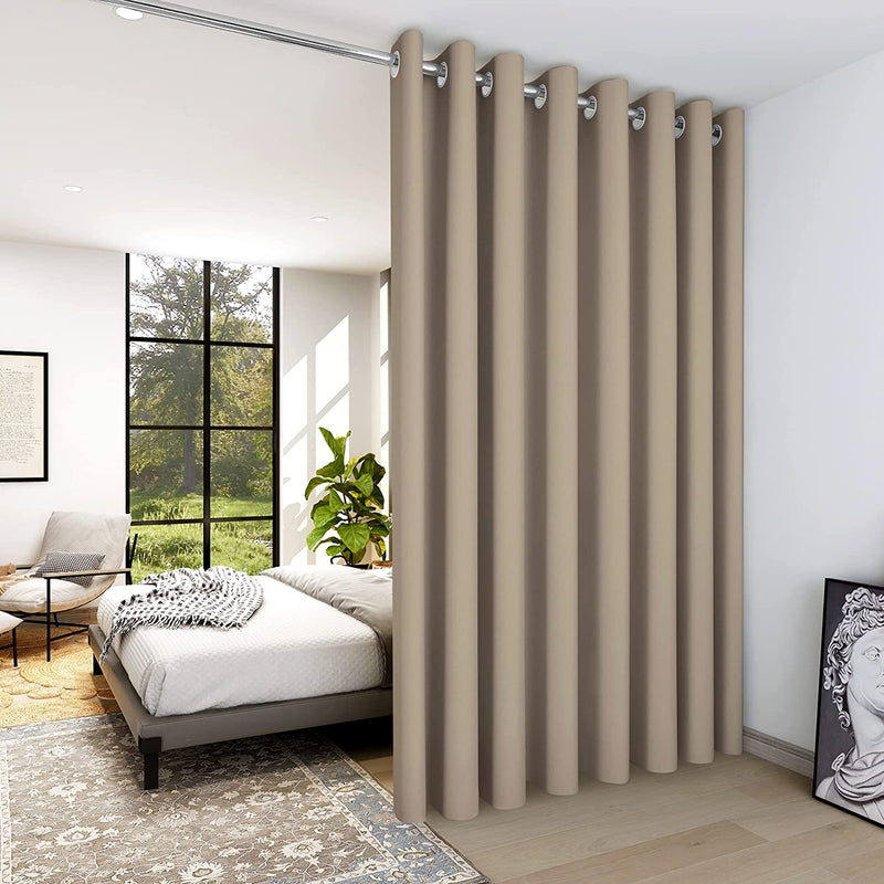 Deconovo Room Divider Curtains for Office (10Ft Wide X 8Ft Tall, 1 Panel, Khaki) Blackout Curtains for Sliding Door, Thermal Window Drapes, Grommet Curtain Panles for Bedroom, Living Room, Loft Home & Garden > Decor > Window Treatments > Curtains & Drapes Deconovo Khaki 15ft Wide x 8ft Tall 