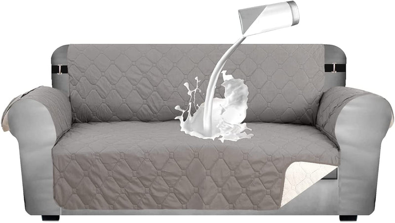 SHILV. HOME Waterproof Quilted Sofa Slipcover, Anti-Slip Silicone Backing Sofa Cover, Easy Fit Couch Cover Washable Furniture Protector with Elastic Straps for Pets Dogs Kids (Beige,Oversize) Home & Garden > Decor > Chair & Sofa Cushions SHILV. HOME Light Grey Sofa 