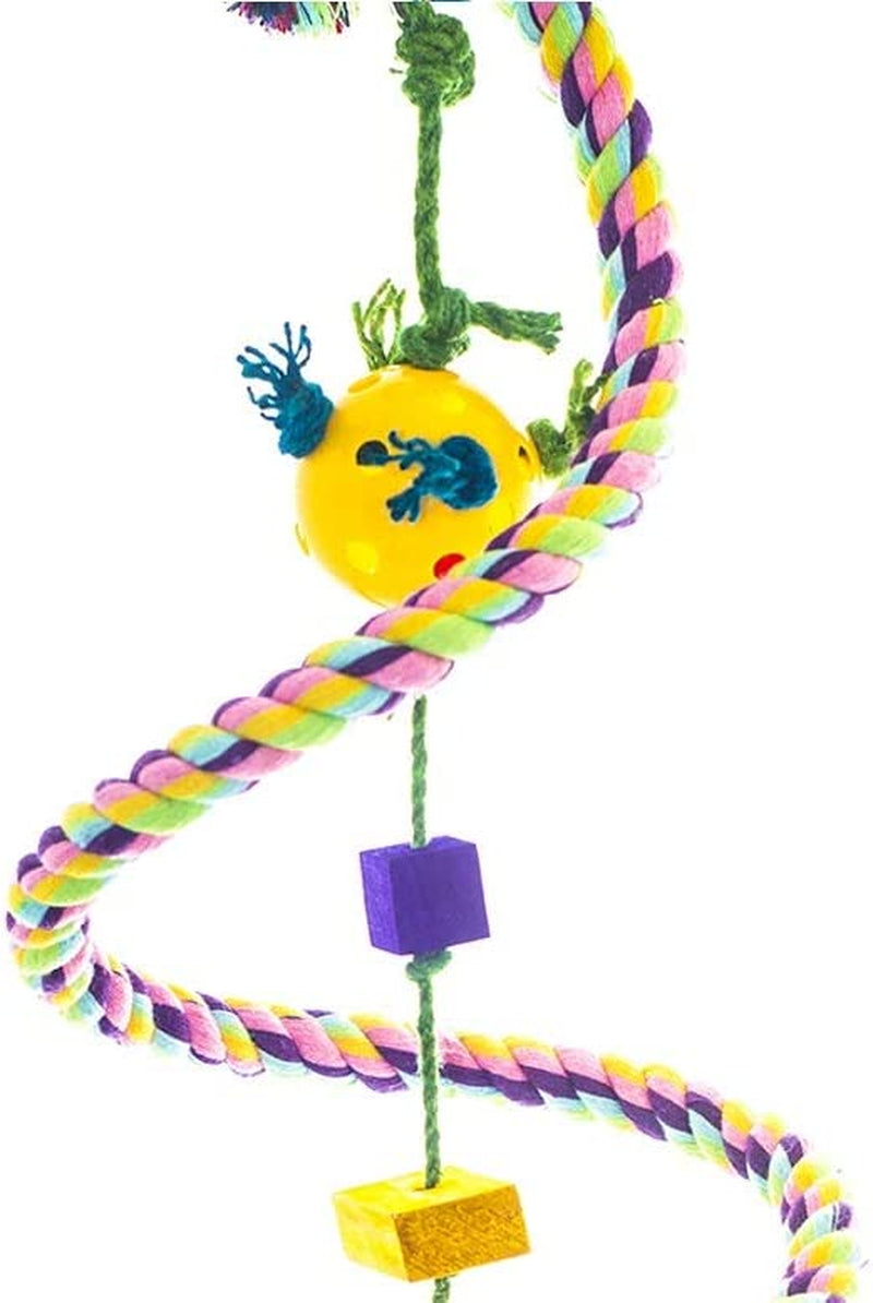Birds LOVE Cotton Boing N' Toy with Plastic Chews & Toy Rattle Ball on Sisal Rope, African Congo, Goffin Cockatoo, Mini Macaw, Yellow Naped , Size MD: 0.87"Dia*63"L (Full Length If Straightened) Animals & Pet Supplies > Pet Supplies > Bird Supplies > Bird Toys Birds LOVE   