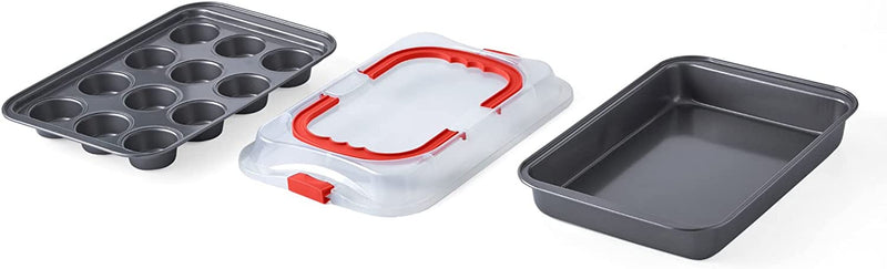 Nifty Set of 3 Non-Stick Cookie and Baking Sheets – Non-Stick Coated Steel, Dishwasher Safe, Oven Safe up to 500 Degrees, Includes Large, Medium, and Small Pans Home & Garden > Kitchen & Dining > Cookware & Bakeware Nifty Solutions Set of 2 Pans With Lid  
