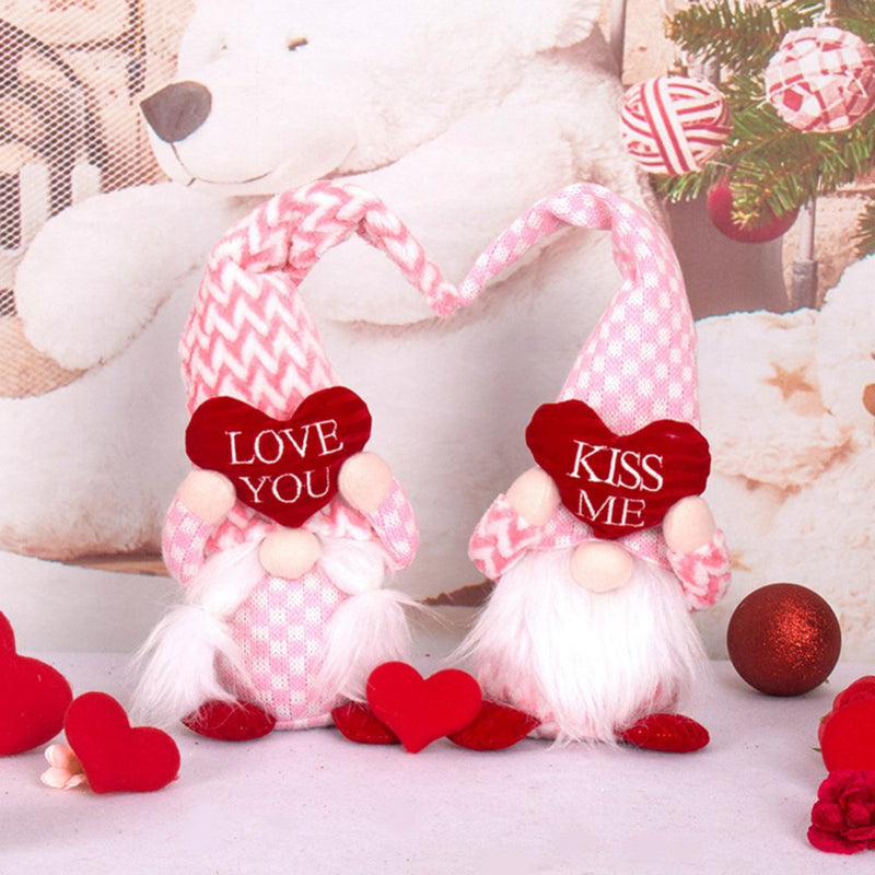 Love Faceless Gnome Handmade Table Ornament Dwarf Doll Valentine'S Present Valentine'S Day Decoration Home & Garden > Decor > Seasonal & Holiday Decorations Popfeel 5.12*3.54*14.17" A3 