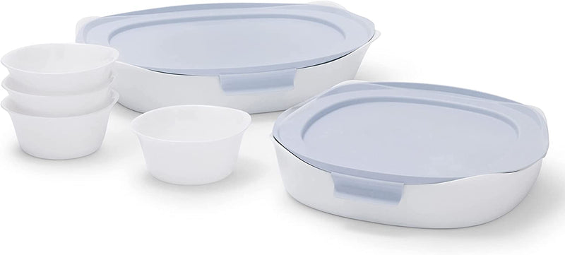 Rubbermaid Glass Baking Dishes for Oven, Casserole Dish Bakeware, Duralite 12-Piece Set, White (With Lids) Home & Garden > Kitchen & Dining > Cookware & Bakeware Rubbermaid 8pc Set  