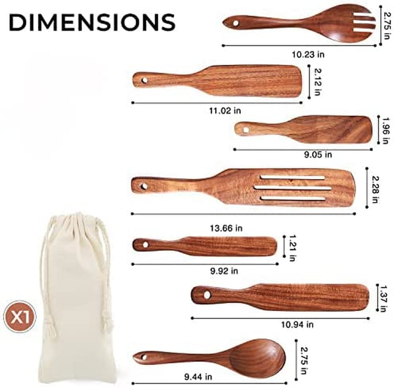 Spurtle, Utensil Sets, 7Pc, Spatula Set, Wooden Spoons for Cooking, Premium Acacia Heat Resistant Cooking Utensil for Nonstick Cookware, Mixing, Serving by K2Trending Home & Garden > Kitchen & Dining > Kitchen Tools & Utensils k2trending   