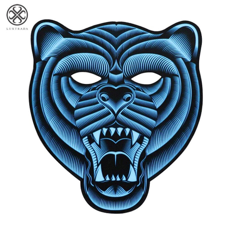Luxtrada Sound Reactive LED Light up Halloween Mask Dance Rave EDM Party Cosplay (Panther) Apparel & Accessories > Costumes & Accessories > Masks Luxtrada Bear  