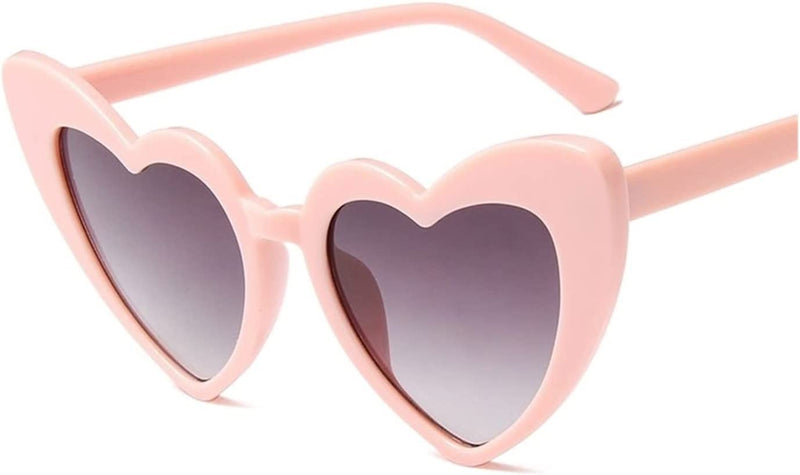 Saturey Love Heart Shaped Sunglasses Women Big Frame Fashion Cute Sexy Retro Cat Eye Vintage Sun Glasses Protection Unisex Eyewear (Color : Pink-Gray)