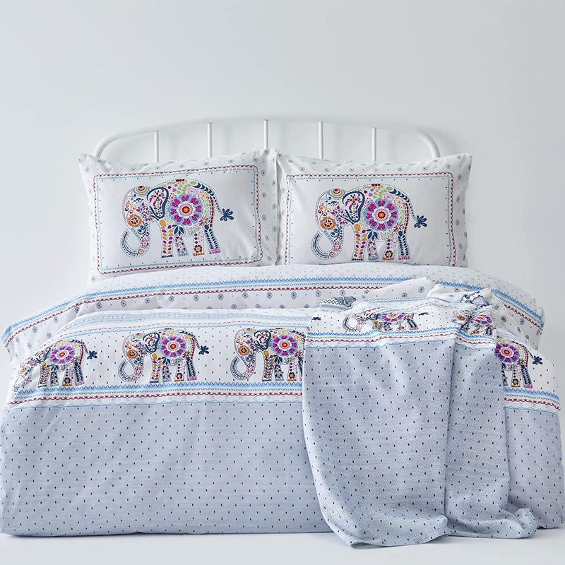 Karaca Queen India 100% Cotton Bedding Set of 5, Duvet Cover and Throw Blanket and Flat Sheet and Pillowcase Home & Garden > Linens & Bedding > Bedding Karaca   
