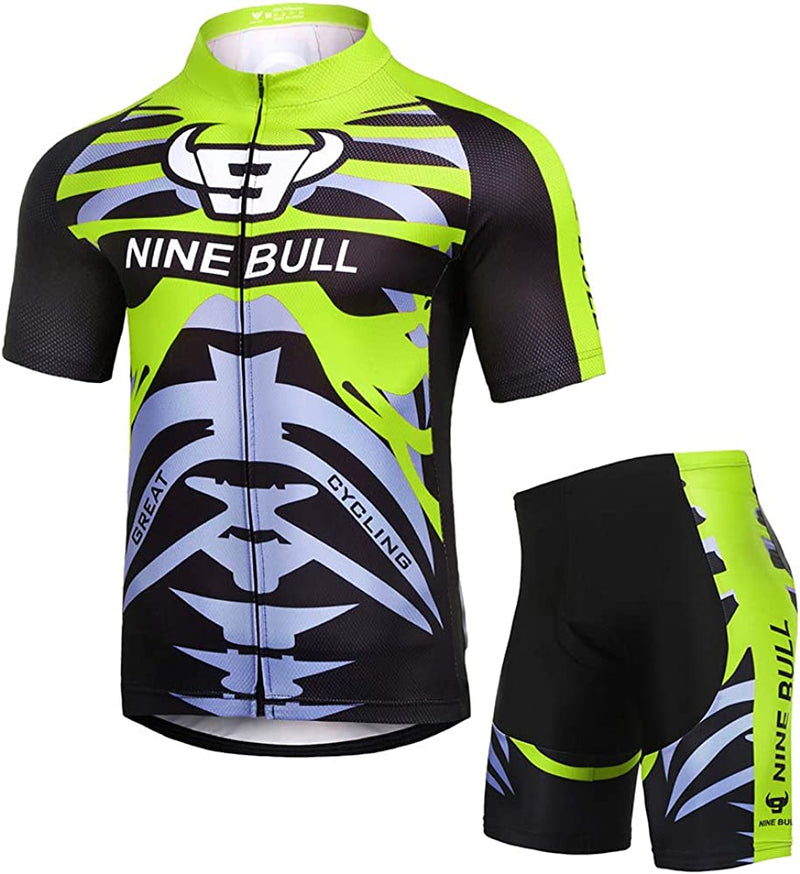 Men'S Cycling Jersey Set - Reflective Quick-Dry Biking Shirt and 3D Padded Cycling Bike Shorts Sporting Goods > Outdoor Recreation > Cycling > Cycling Apparel & Accessories nine bull Spqx-2 XX-Large 