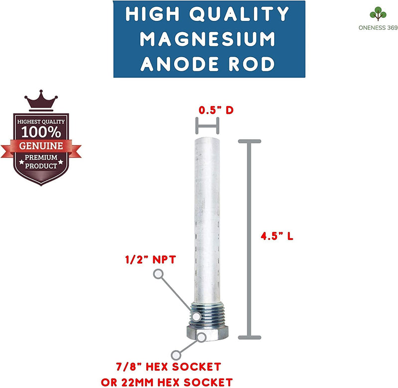 ONENESS 369 (2 Pack) Anode Rod for RV Water Heater Atwood Dometic Replacement Part 11553 - Size 4.5 in X 1/2 in NPT - Magnesium - 1 Year Warranty Sporting Goods > Outdoor Recreation > Fishing > Fishing Rods ONENESS 369   